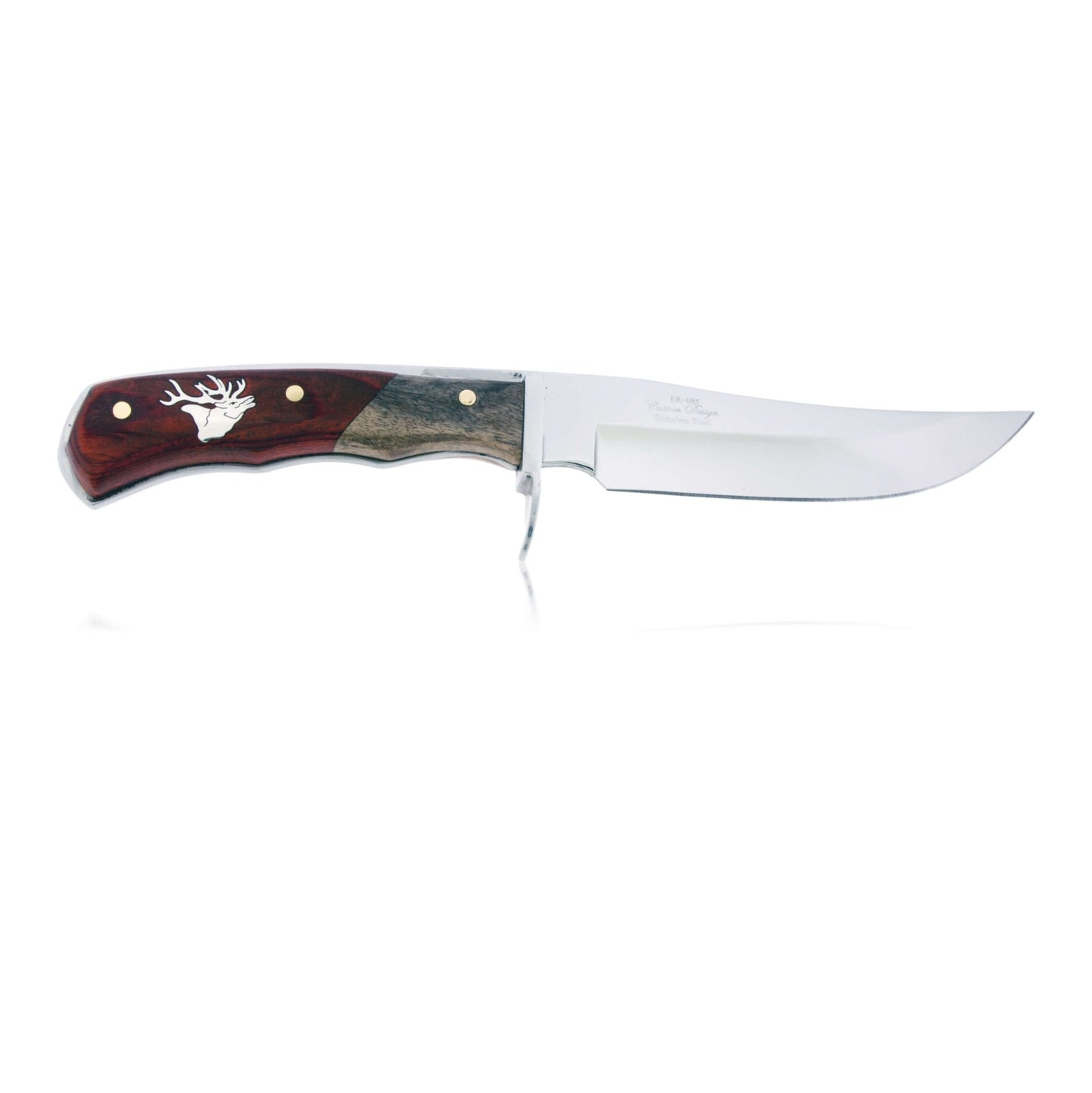 Large Hunting Knife with Antler & Sterling Silver Elk Inlay - Park City Jewelers