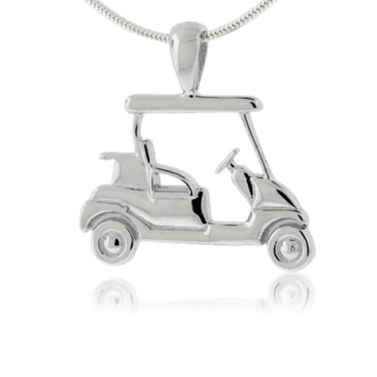 Large Sterling Silver Golf Cart Necklace - Park City Jewelers