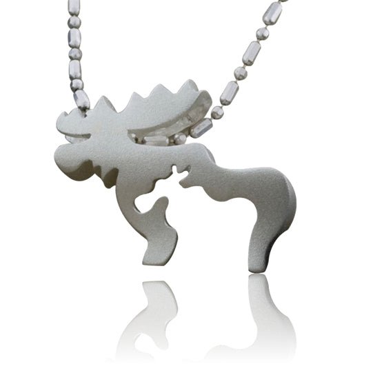 Large Sterling Silver Moose and Baby Silhouette Pendant - Park City Jewelers