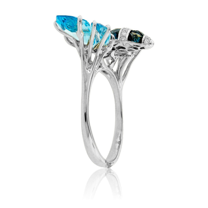 London and Sky Blue Topaz & Diamond Butterfly Ring - Park City Jewelers