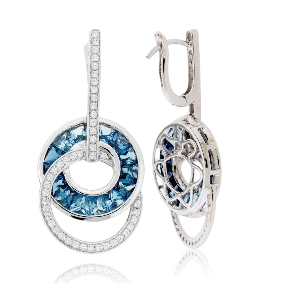London Blue to Sky Blue Topaz Circle with Diamond Accented Earrings - Park City Jewelers