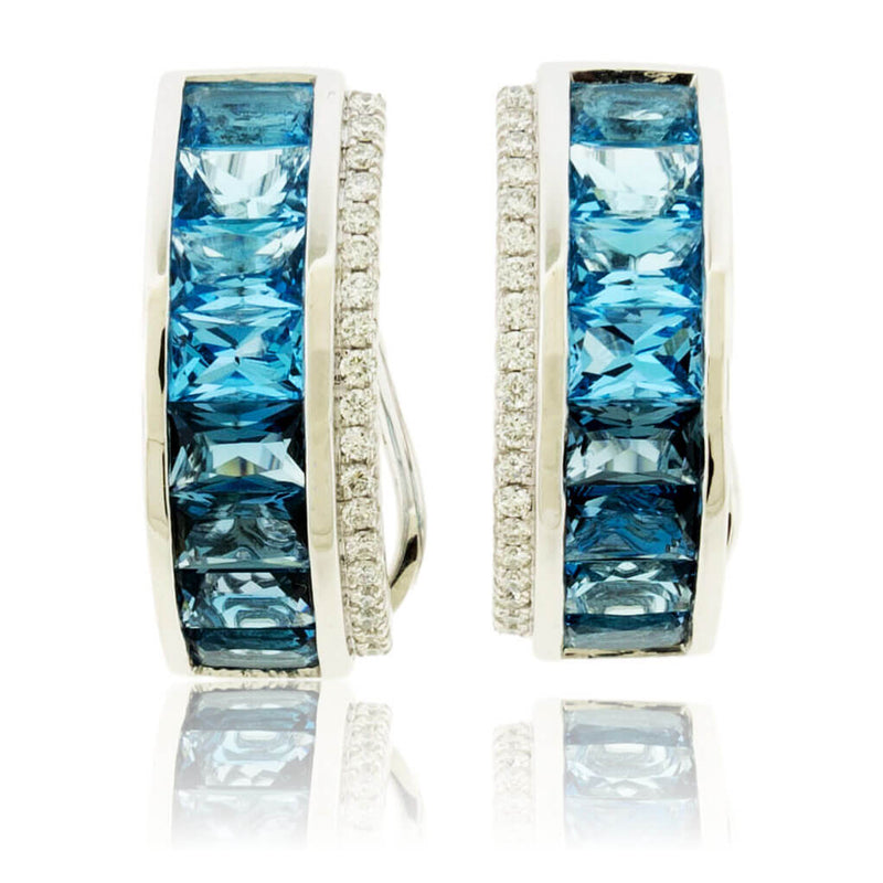 London Blue to Sky Blue Topaz Gradient Diamond Accented Earrings - Park City Jewelers