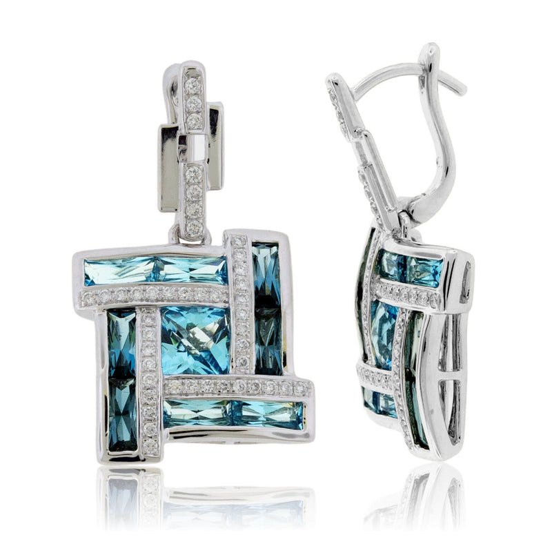 London Blue to Sky Blue Topaz with Diamond Accented Earrings - Park City Jewelers