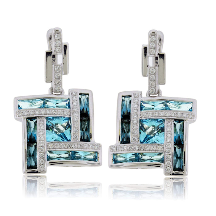 London Blue to Sky Blue Topaz with Diamond Accented Earrings - Park City Jewelers