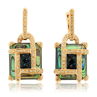 London Blue Topaz, Abalone Shell with Diamond Accented Earrings - Park City Jewelers