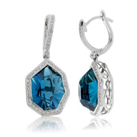 London Blue Topaz & Diamond Halo Earrings - Park City Jewelers