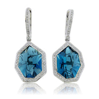 London Blue Topaz & Diamond Halo Earrings - Park City Jewelers