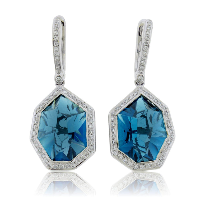 London Blue Topaz & Diamond Halo Earrings - Park City Jewelers