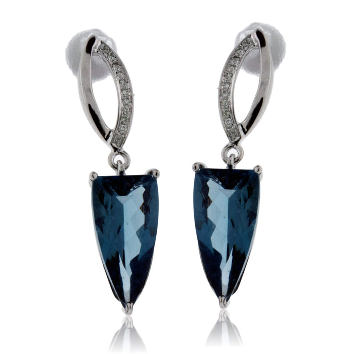 London Blue Topaz & Diamond Triangle Drop Earrings - Park City Jewelers