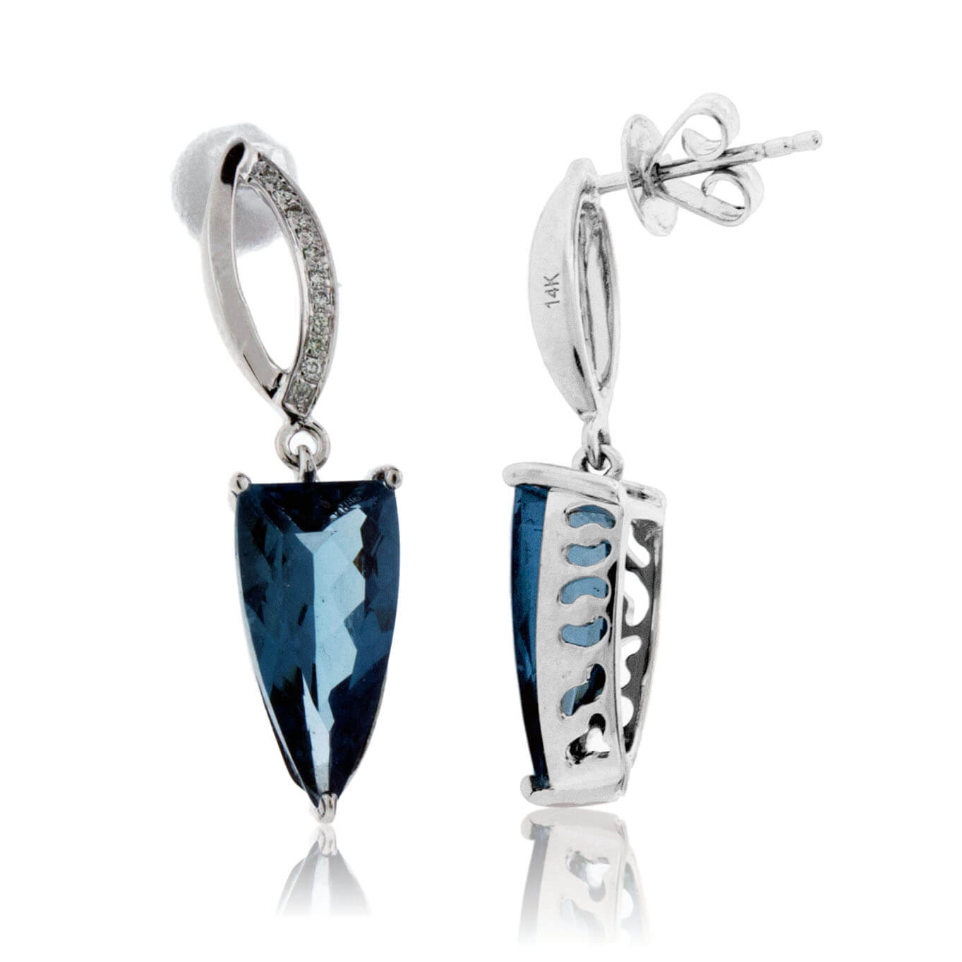 London Blue Topaz & Diamond Triangle Drop Earrings - Park City Jewelers