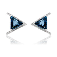 London Blue Topaz & Diamond Triangle Shaped Earrings - Park City Jewelers