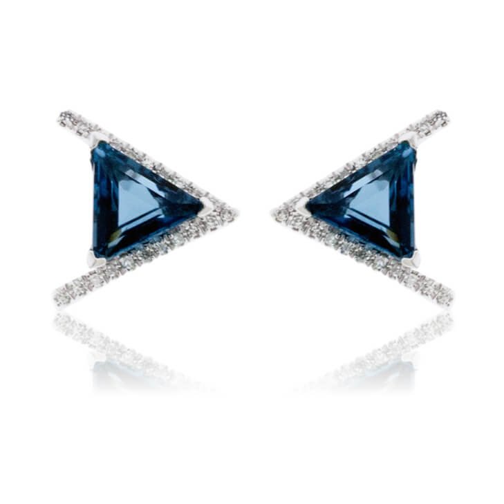 London Blue Topaz & Diamond Triangle Shaped Earrings - Park City Jewelers