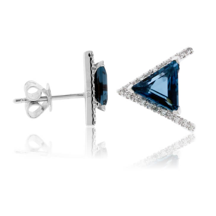 London Blue Topaz & Diamond Triangle Shaped Earrings - Park City Jewelers