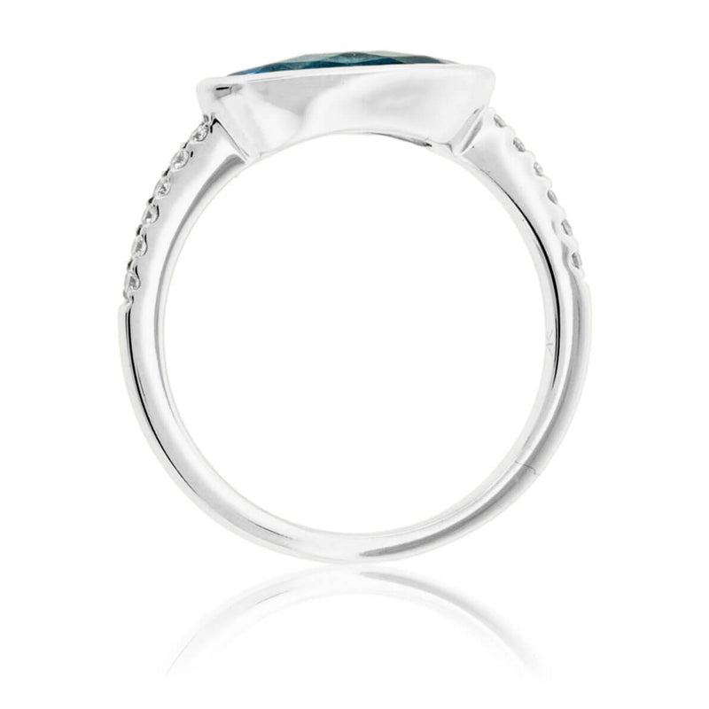Long Oval London Blue Topaz Bezel Style Ring - Park City Jewelers
