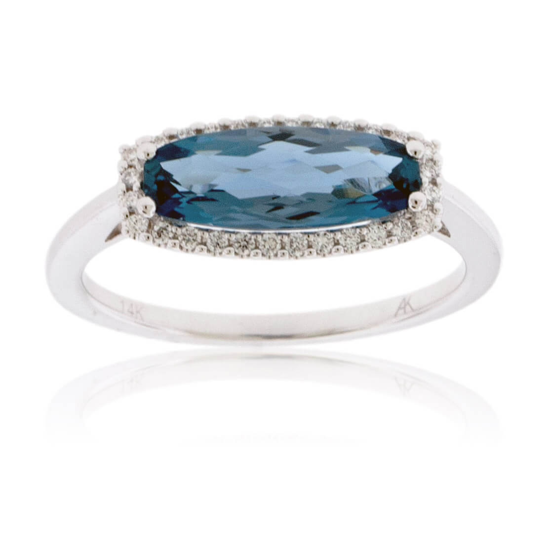 Long Oval London Blue Topaz Filigree Style Ring - Park City Jewelers