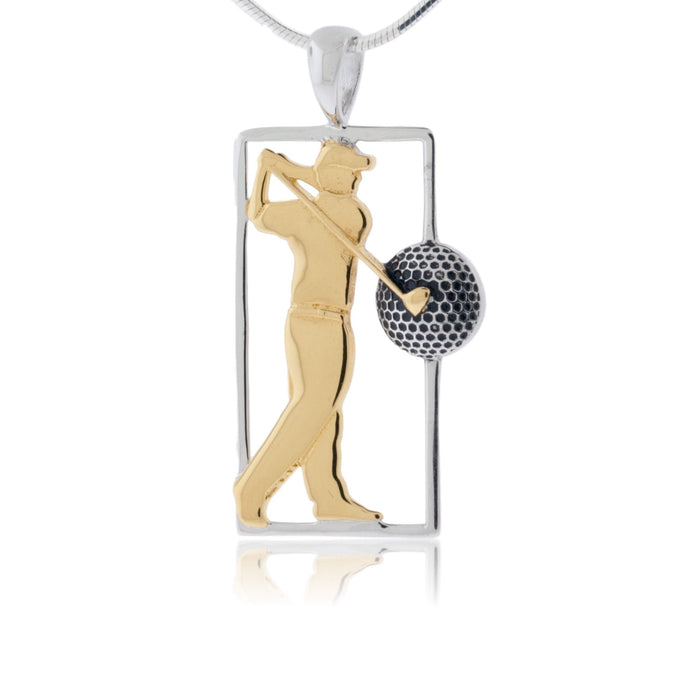 Man Golfing with Golfball in Frame Necklace - Park City Jewelers
