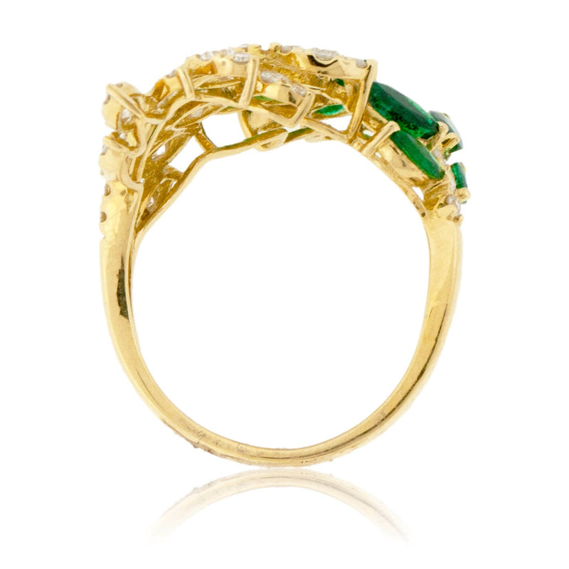Marquise Cut Emerald & Diamond Fashion Ring - Park City Jewelers