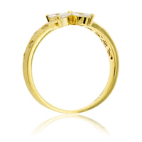 Marquise Diamond Florette Gold Satin Finish Flush Set Ring - Park City Jewelers