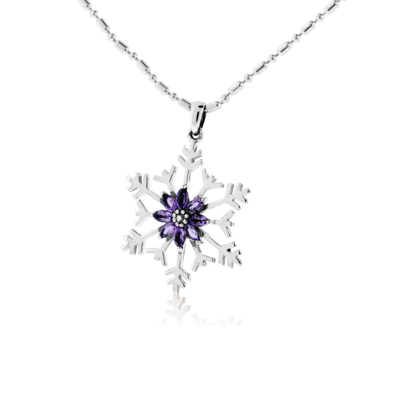 Marquise Purple Amethyst Snowflake Pendant - Park City Jewelers