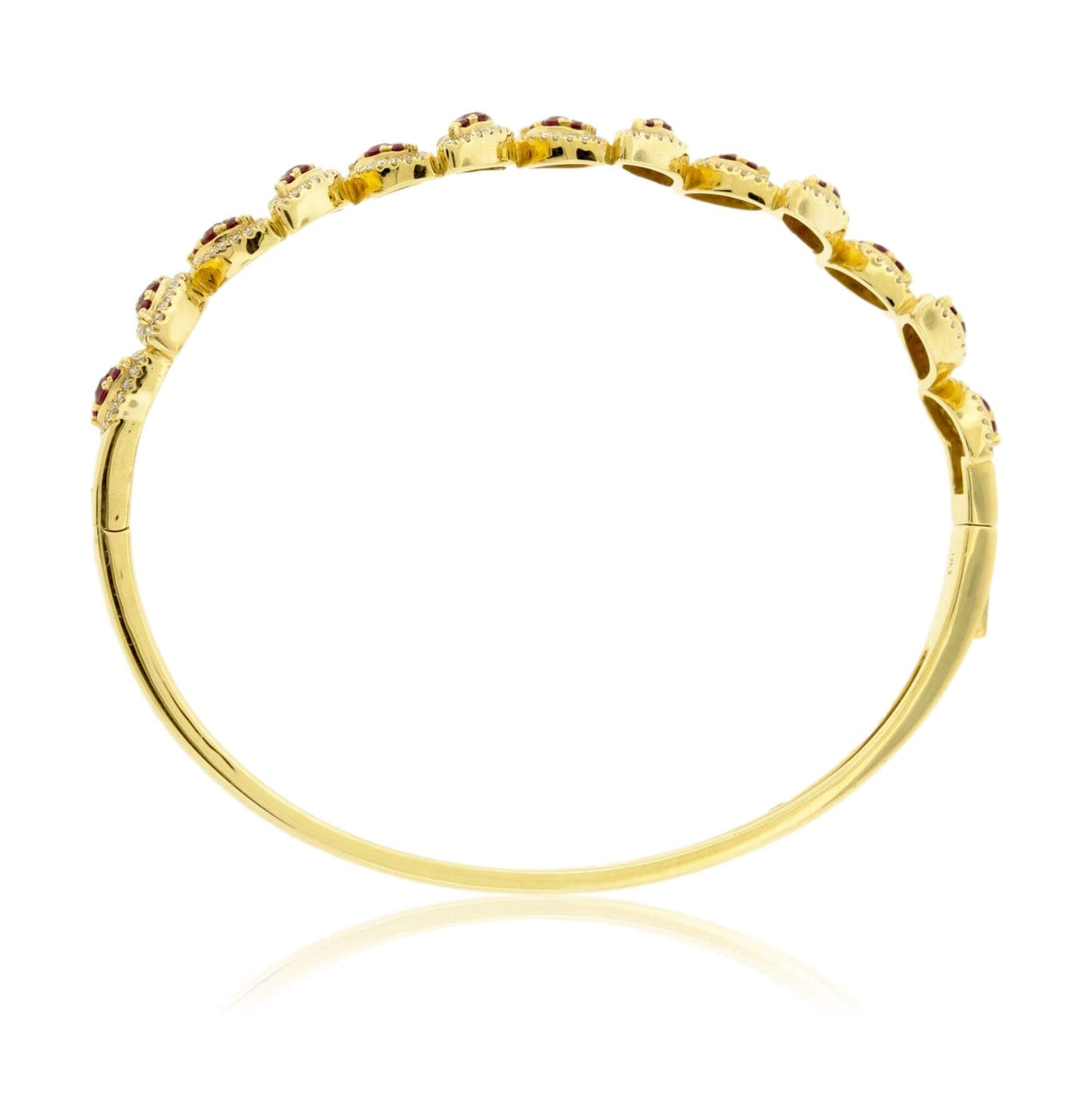 Marquise Shaped Rubies with Diamond Halos Bangle Bracelet - Park City Jewelers