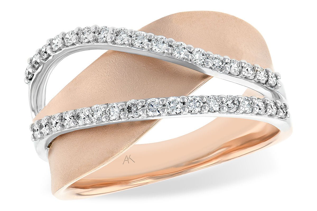 Matte Yellow & White Gold Diamond Overpass Ring - Park City Jewelers