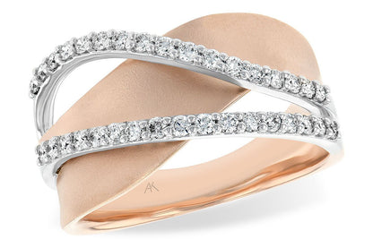 Matte Yellow & White Gold Diamond Overpass Ring - Park City Jewelers