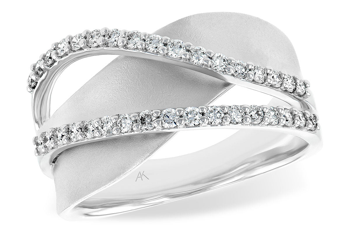 Matte Yellow & White Gold Diamond Overpass Ring - Park City Jewelers