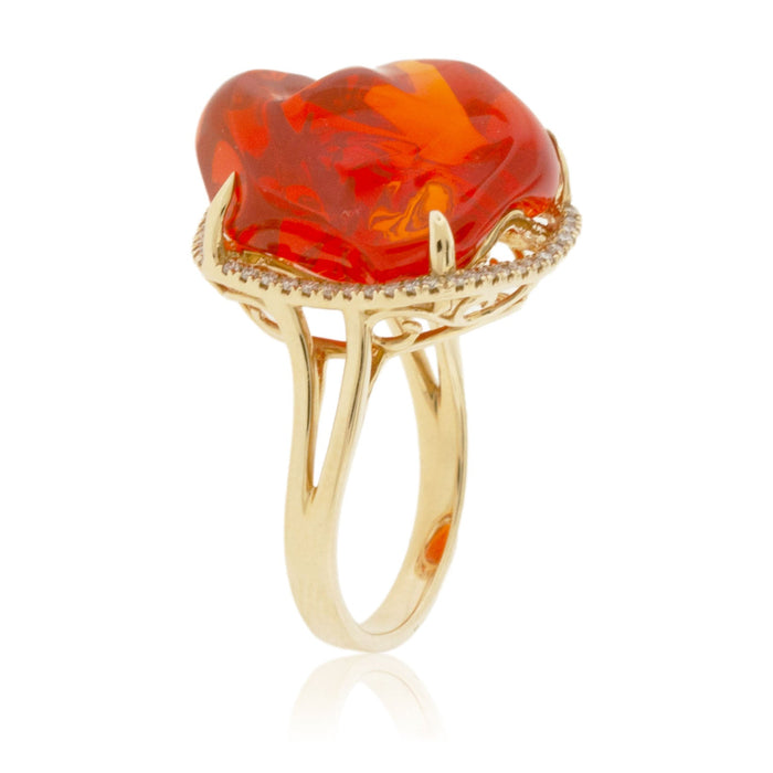 Mexican Free Form Fire Opal and Diamond Ring - Park City Jewelers