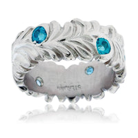 Mixed Blue Gemstone Hand Carved Nature Inspired Ring - Park City Jewelers
