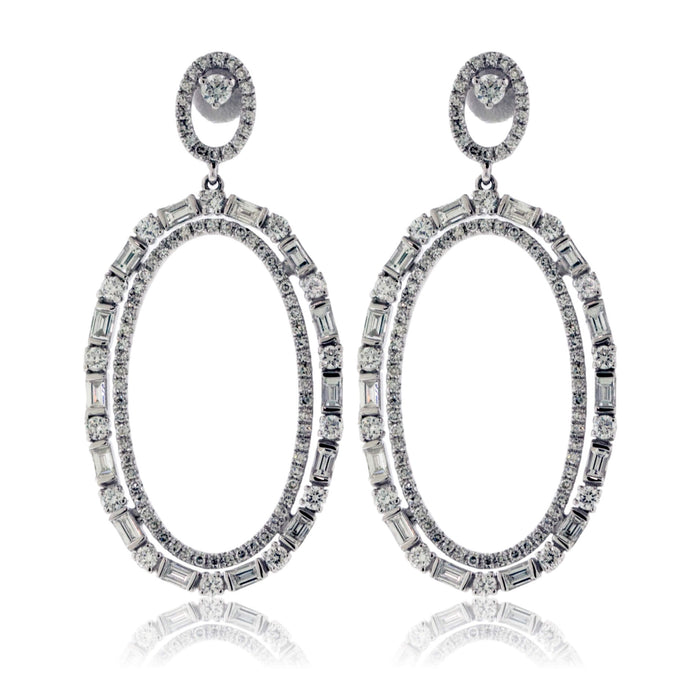Mixed Cut Diamonds Oval Shaped Dangle Earrings - Park City Jewelers