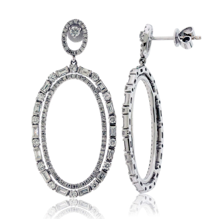 Mixed Cut Diamonds Oval Shaped Dangle Earrings - Park City Jewelers