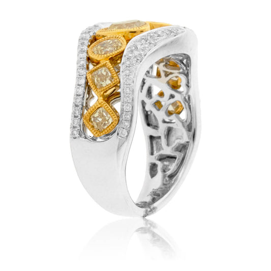 Mixed Cut Yellow Diamonds & Diamond Fashion Ring - Park City Jewelers