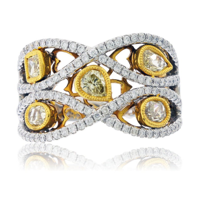 Mixed Cut Yellow Diamonds & Diamond Fashion Ring - Park City Jewelers