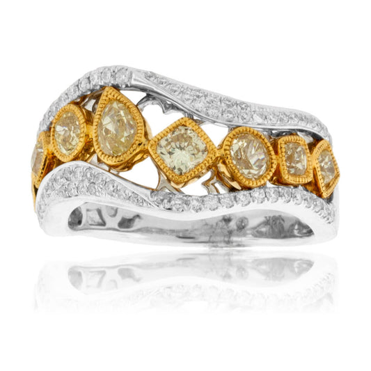 Mixed Cut Yellow Diamonds & Diamond Fashion Ring - Park City Jewelers