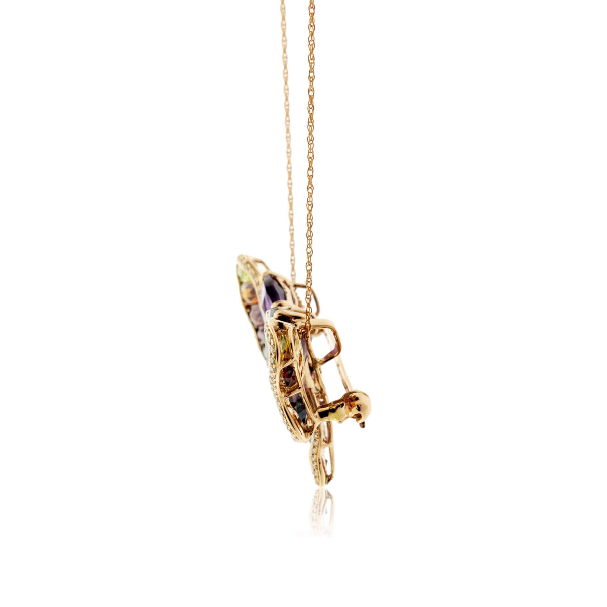 Mixed Gemstone & Diamond Butterfly Brooch - Pendant - Park City Jewelers