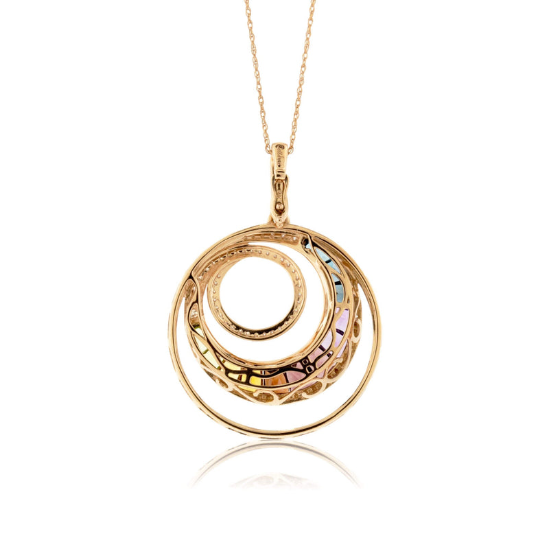 Mixed Gemstone & Diamond Circle Swirl Pendant - Park City Jewelers