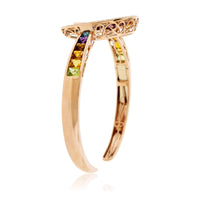 Mixed Gemstone & Diamond Spiral Flexing Bangle Bracelet - Park City Jewelers