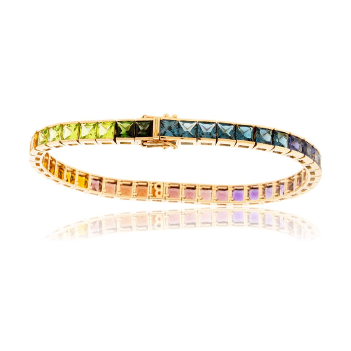 Mixed Gemstone Rainbow Tennis Style Bracelet - Park City Jewelers