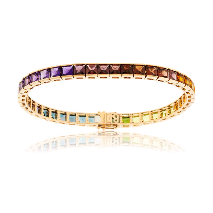 Mixed Gemstone Rainbow Tennis Style Bracelet - Park City Jewelers