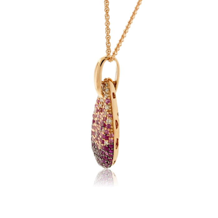 Mixed Pink Color Sapphire & Diamond Halo Pendant w/Chain - Park City Jewelers