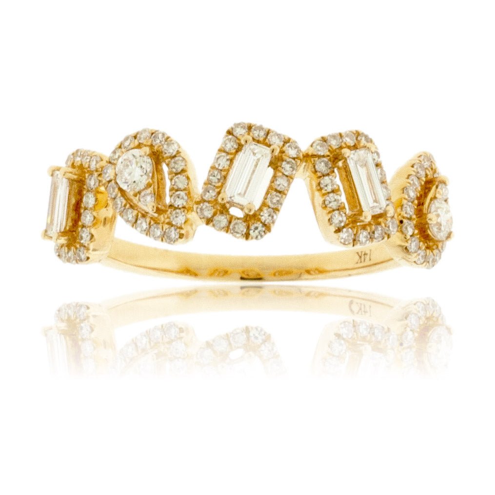 Mixed Shape Diamond & Round Diamond Halo Style Ring – Park City Jewelers