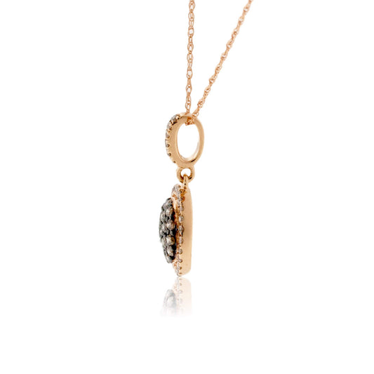 Mocha Diamond and Diamond Halo Style Pendant - Park City Jewelers