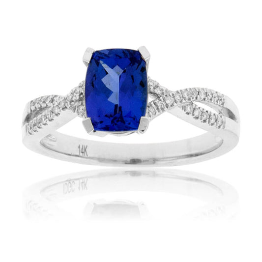 Modified Cushion-Cut Tanzanite & Diamond Ring - Park City Jewelers