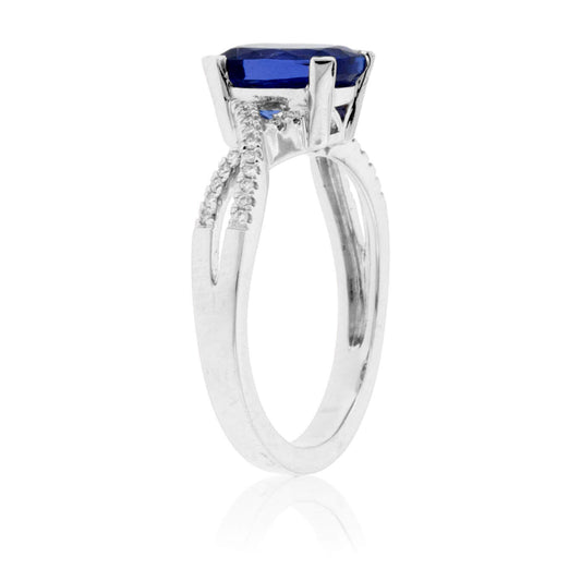 Modified Cushion-Cut Tanzanite & Diamond Ring - Park City Jewelers
