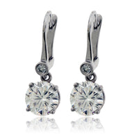 Moissanite and White Gold Lever Back Drop Earrings - Park City Jewelers