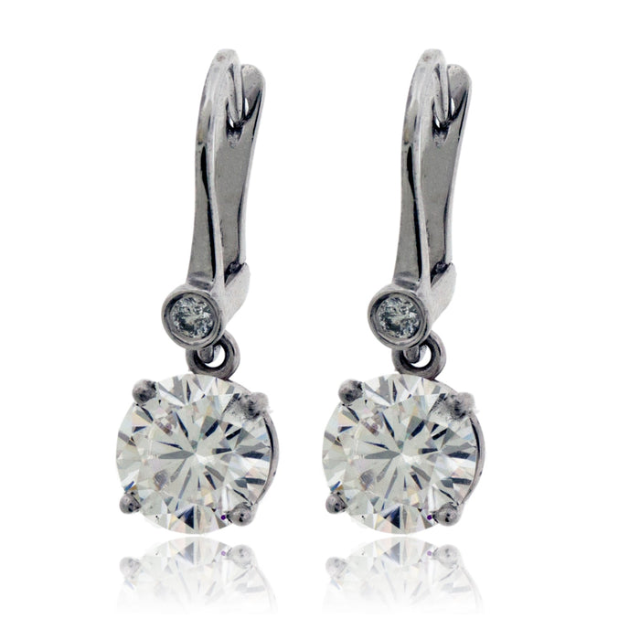 Moissanite and White Gold Lever Back Drop Earrings - Park City Jewelers