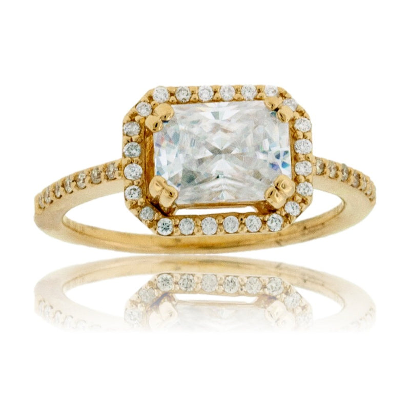 Moissanite Center Stone & Diamond Halo Accent Engagement Style Ring - Park City Jewelers