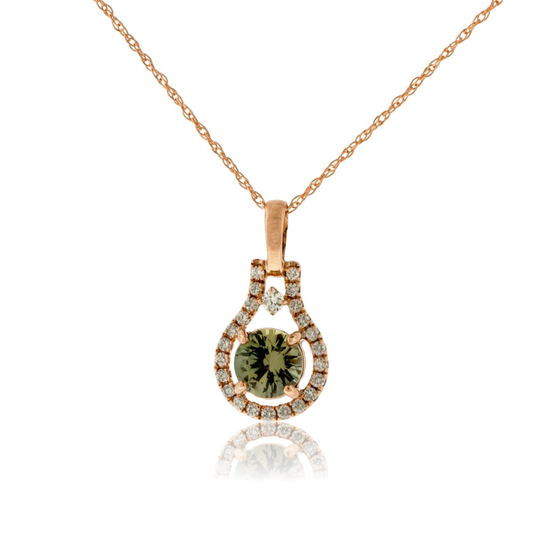 Montana Sapphire and Diamond Pendant in Rose Gold - Park City Jewelers
