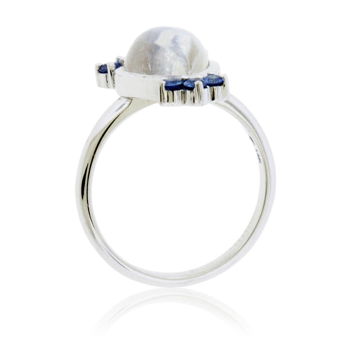 Moonstone Cabochon with Sapphire Half Halo Ring - Park City Jewelers