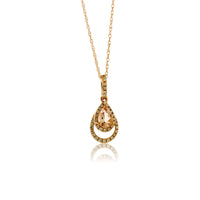 Morganite and Diamond Double Halo Pear Pendant - Park City Jewelers